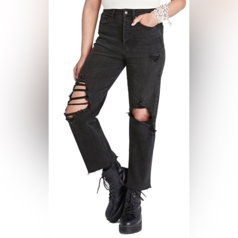 Wild Fable Distressed Highest Rise Straight Leg Jeans, sz 6/28